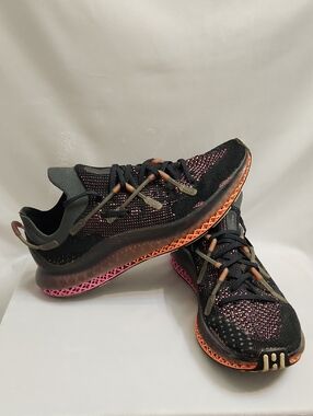 Adidas 4D Fusio Black Pink Orange Lightweight Knit Sneakers (M Size 10)